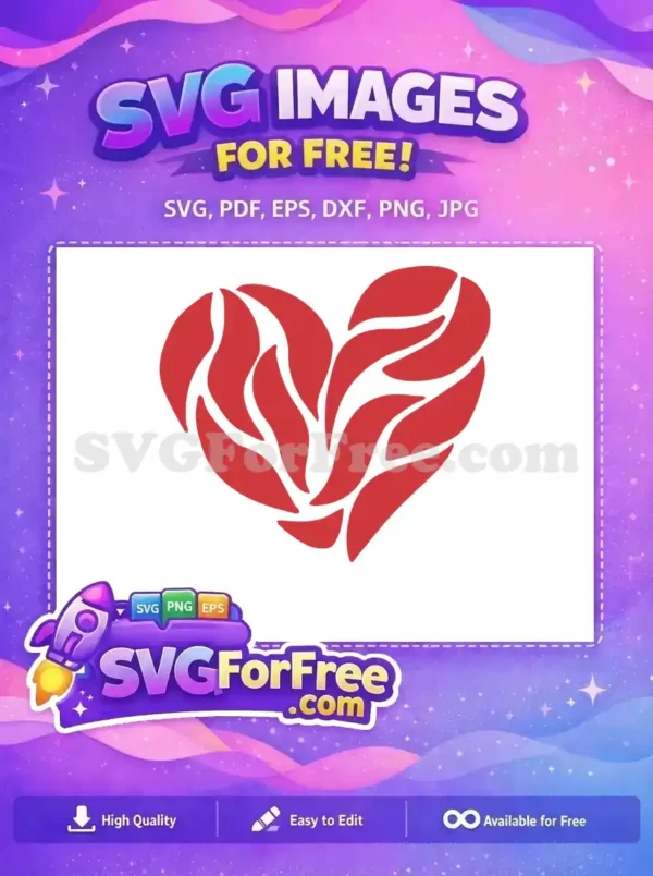 Free Red Petal Heart Free Abstract Shape Valentine Free SVG