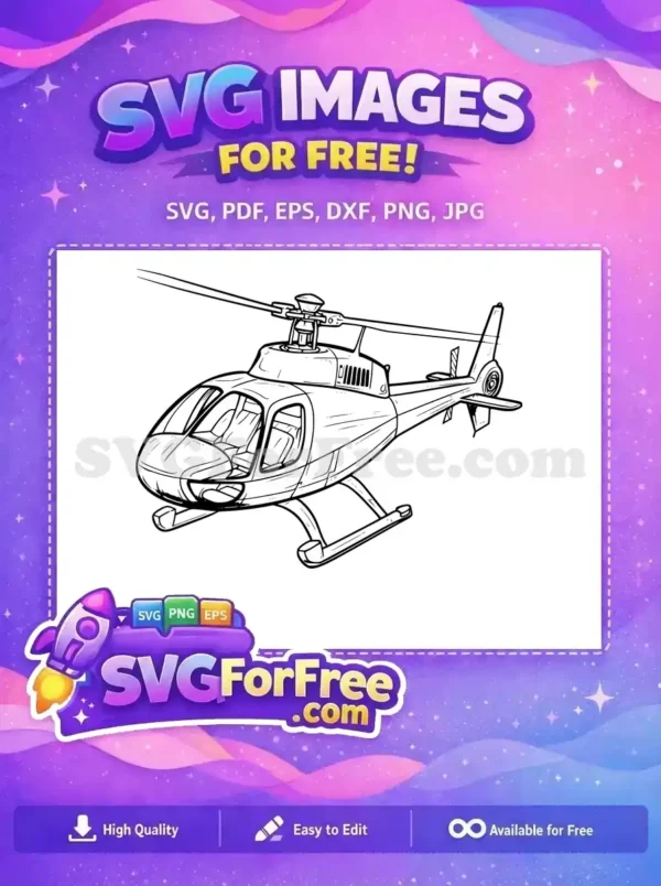 Free Detailed Rotor Free Black Outline Helicopter Free SVG