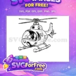 Free Cartoon Helicopter Free Detailed Lines Helicopter Free SVG - Instant Download