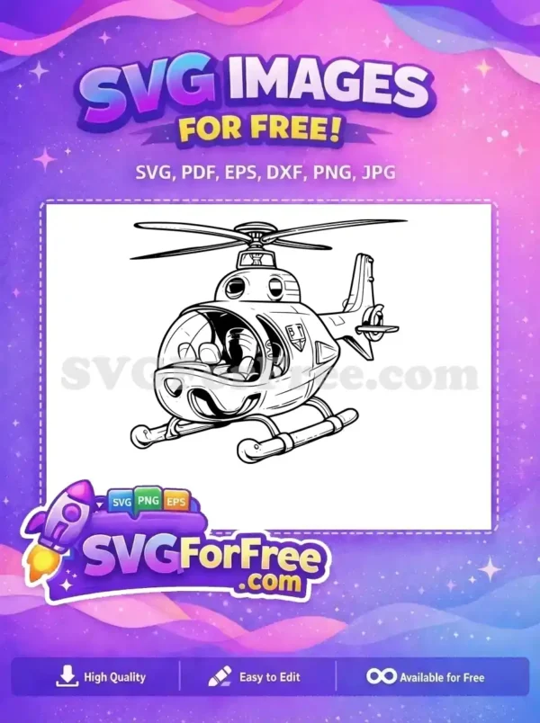 Free Cartoon Helicopter Free Detailed Lines Helicopter Free SVG
