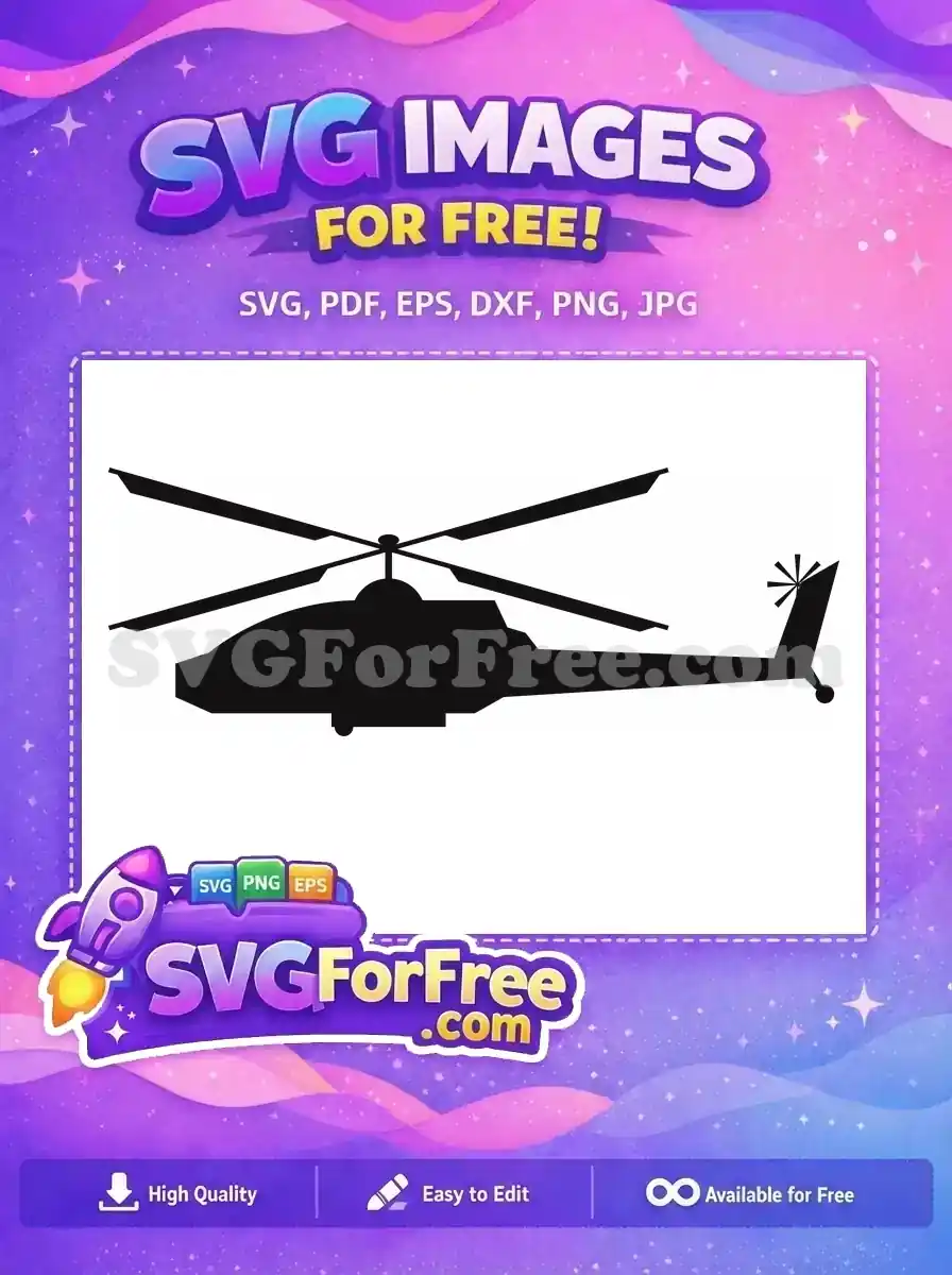 Free Military Helicopter Free Detailed Blades Silhouette Free SVG