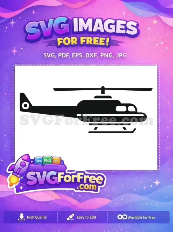 Free Black Silhouette Free Military Helicopter Free SVG 1
