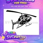 Free Black White Helicopter Free Detailed Lines Military Free SVG - Instant Download