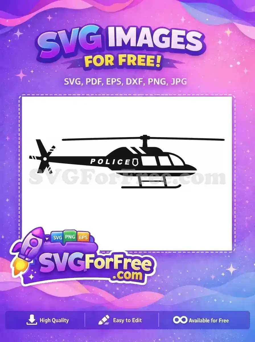 Free Police Helicopter Free Detailed Black Silhouette Free SVG