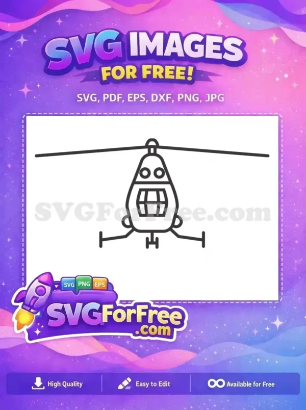 Free Black Outline Helicopter Free Cartoon Style Vehicle Free SVG