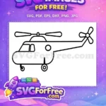 Free Black Outline Helicopter Free Circle Detail Vehicle Free SVG - Instant Download