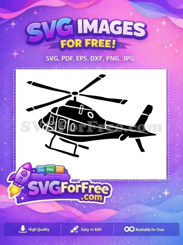 Free Black Silhouette Free Detailed Helicopter Free SVG 1