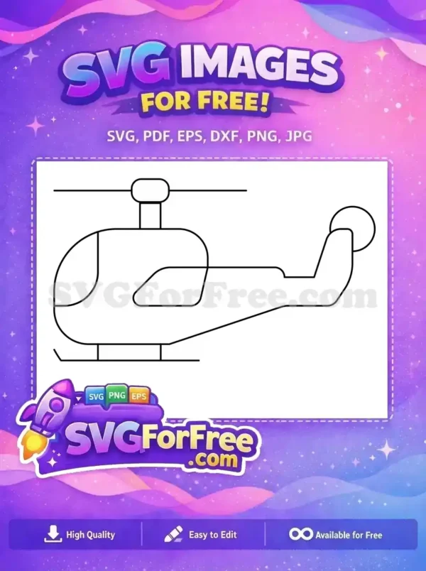 Free Simple Black Helicopter Free Transportation Vehicle Free SVG