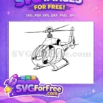 Free Black Outline Helicopter Free Detailed Rotor Blades Free SVG - Instant Download