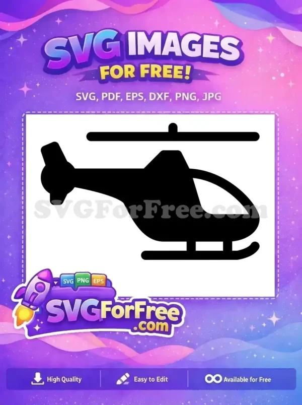 Free Black Silhouette Free Aviation Helicopter Free SVG 1