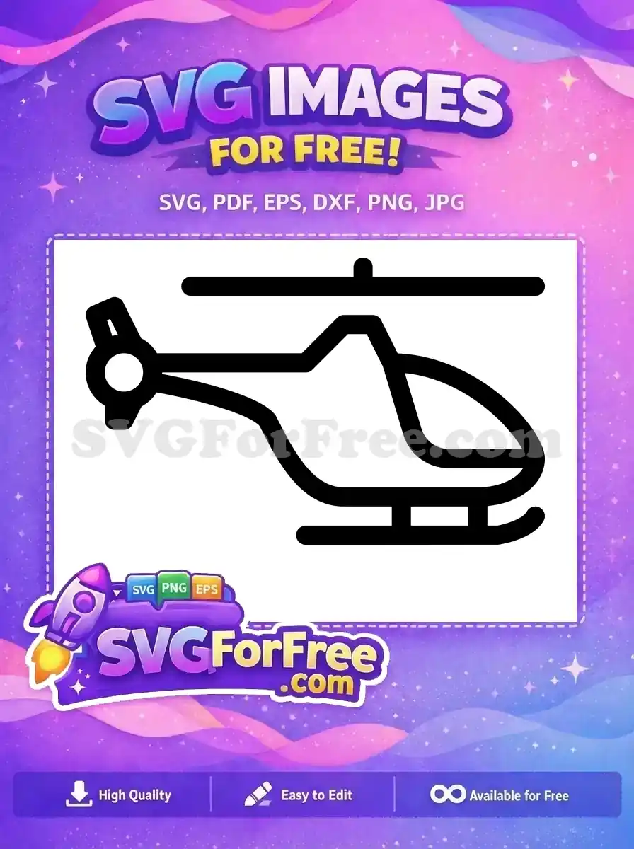 Free Black Line Helicopter Free Simple Design Vehicle Free SVG