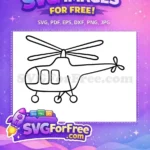 Free Line Art Free Simple Helicopter Vehicle Free SVG 2 - Instant Download