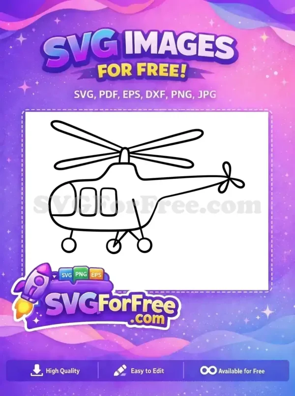 Free Line Art Free Simple Helicopter Vehicle Free SVG 2