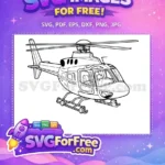 Free Detailed Outlined Helicopter Free Black And White Free SVG - Instant Download