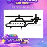 Free Black Isolated Free Transport Helicopter Free SVG - Instant Download