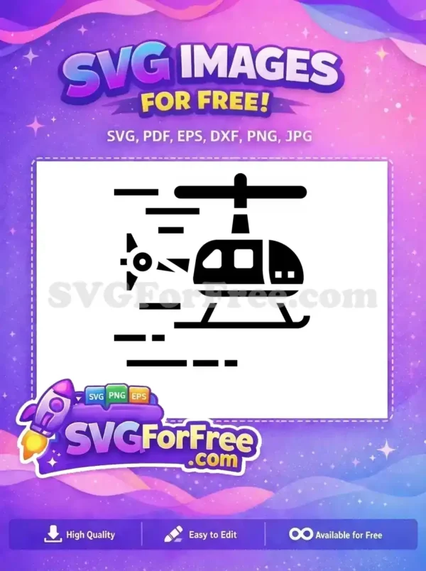 Free Black Silhouette Free Propeller Helicopter Free SVG 1