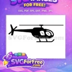 Free Black Silhouette Helicopter Free Simple Lines Vehicle Free SVG - Instant Download