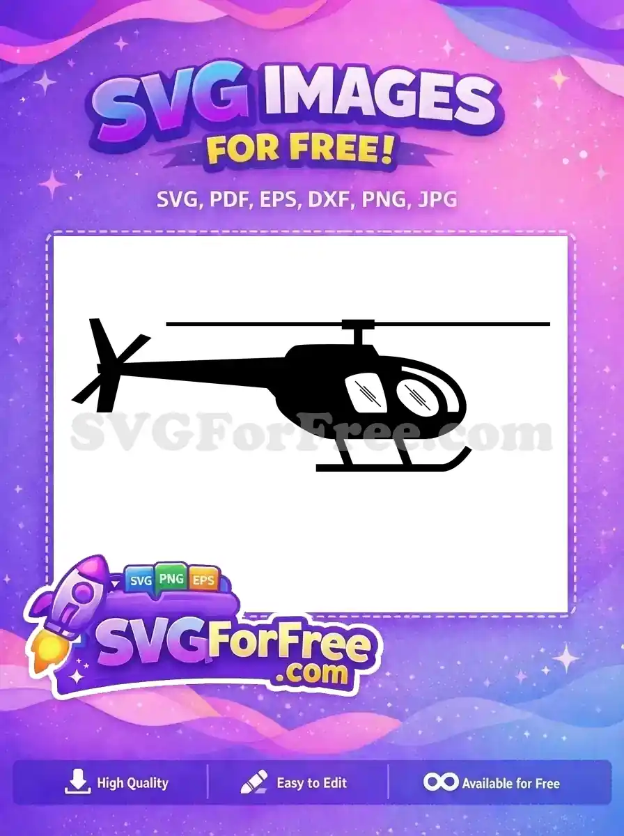 Free Black Silhouette Helicopter Free Simple Lines Vehicle Free SVG