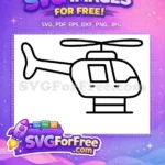 Free Black Outline Helicopter Free Minimalist Icon Free SVG - Instant Download