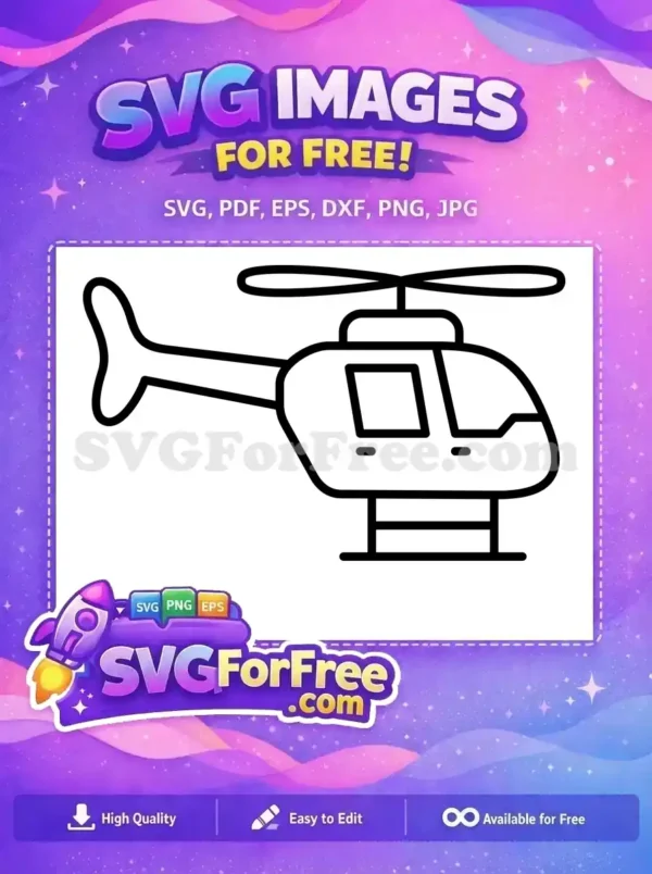 Free Black Outline Helicopter Free Minimalist Icon Free SVG