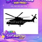 Free Detailed Blades Free Black Silhouette Helicopter Free SVG 1 - Instant Download