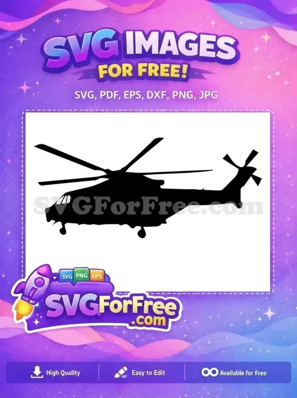 Free Detailed Blades Free Black Silhouette Helicopter Free SVG 1