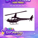 Free Black Silhouette Helicopter Free Detailed Aviation Free SVG - Instant Download
