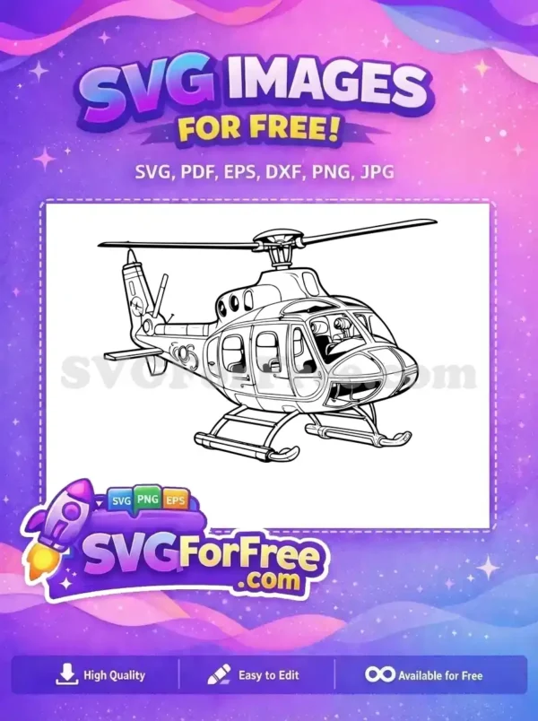 Free Detailed Blades Free Cartoon Style Helicopter Free SVG