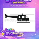 Free Black Medical Helicopter Free Emergency Aid Silhouette Free SVG - Instant Download