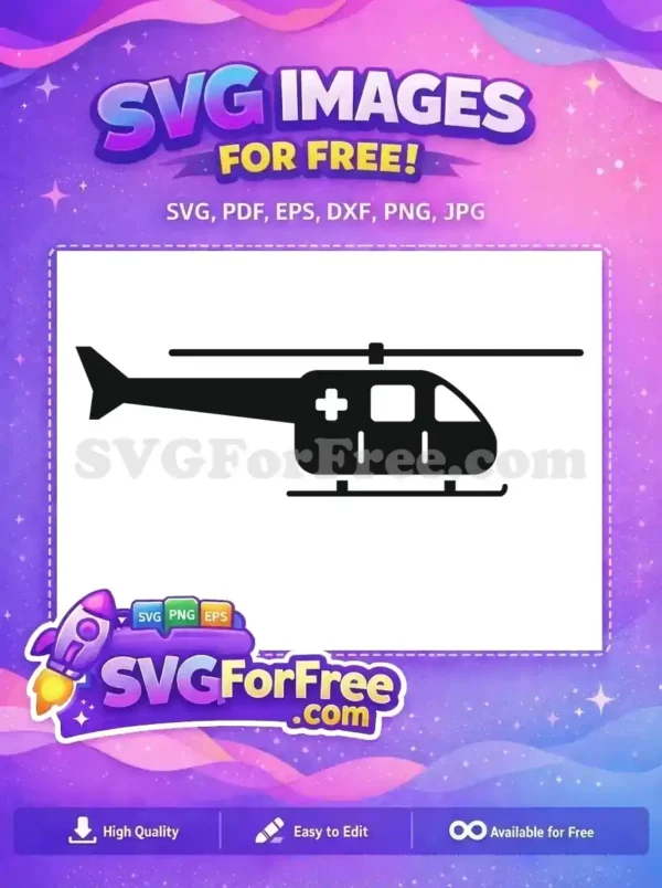 Free Black Medical Helicopter Free Emergency Aid Silhouette Free SVG