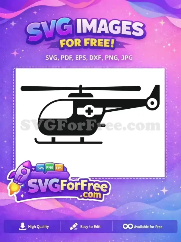 Free Medical Transport Free Black Sign Helicopter Free SVG