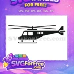 Free Black Silhouette Helicopter Free Transportation Simple Free SVG 1 - Instant Download