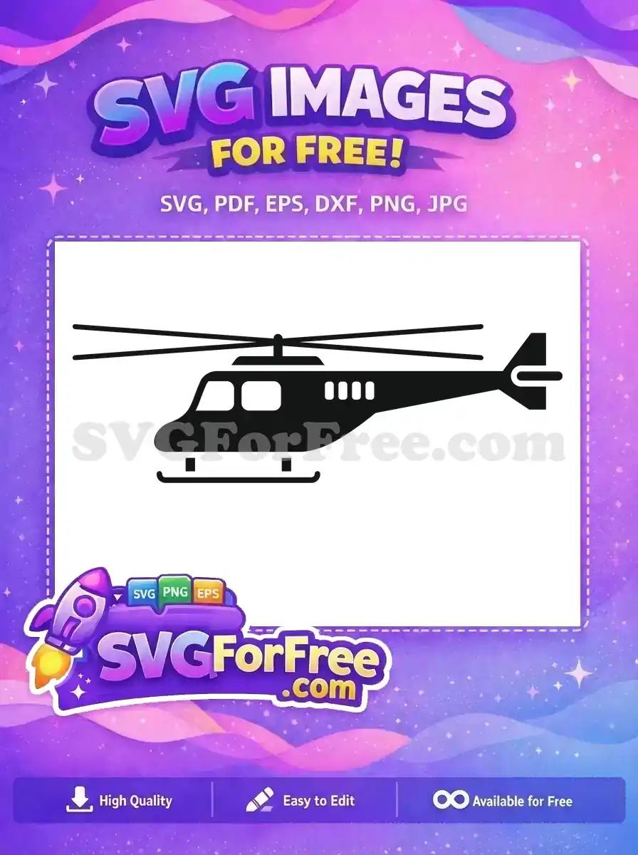 Free Black Silhouette Helicopter Free Transportation Simple Free SVG 1