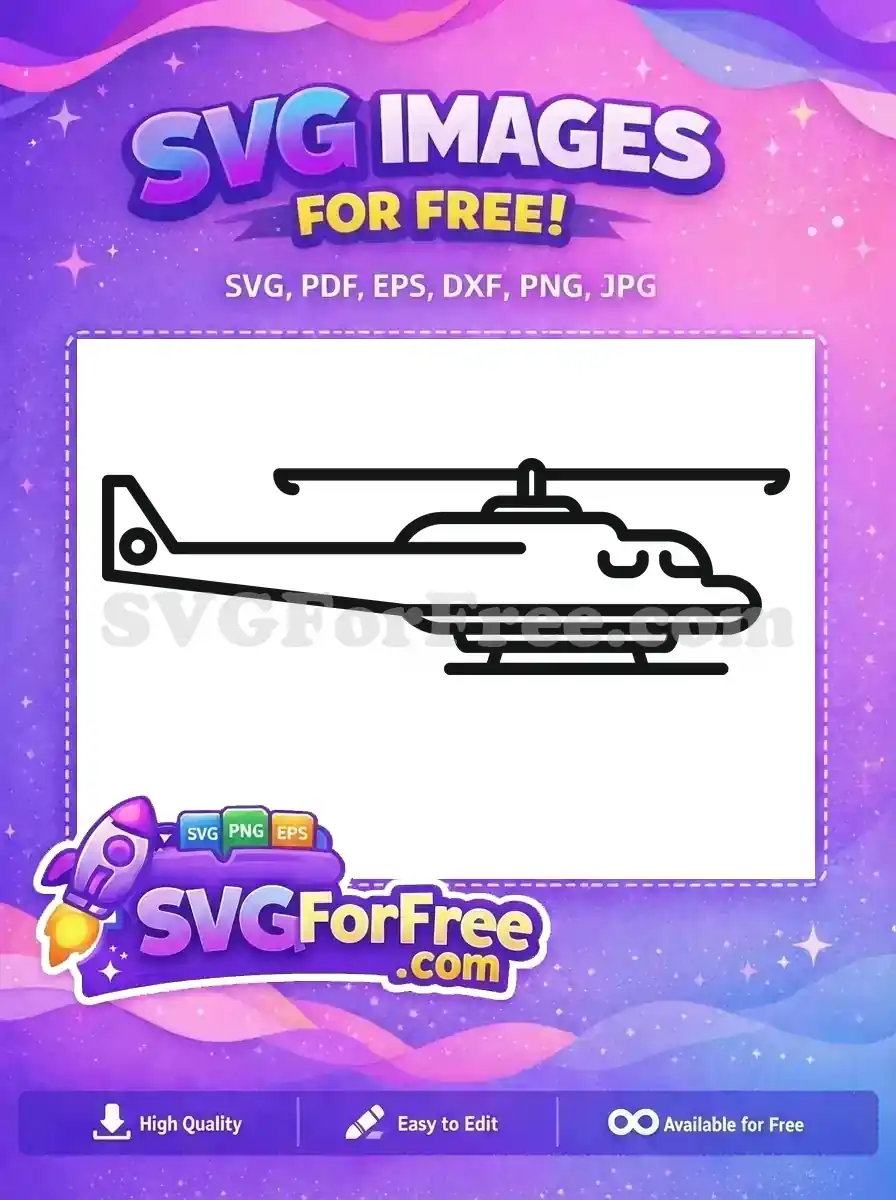 Free Black Line Helicopter Free Minimalist Style Transportation Free SVG