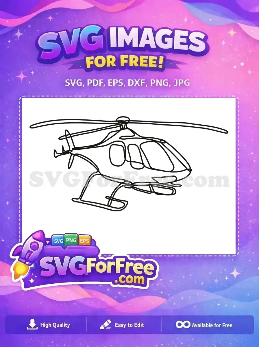 Free Continuous Line Free Helicopter Silhouette 1 Free SVG