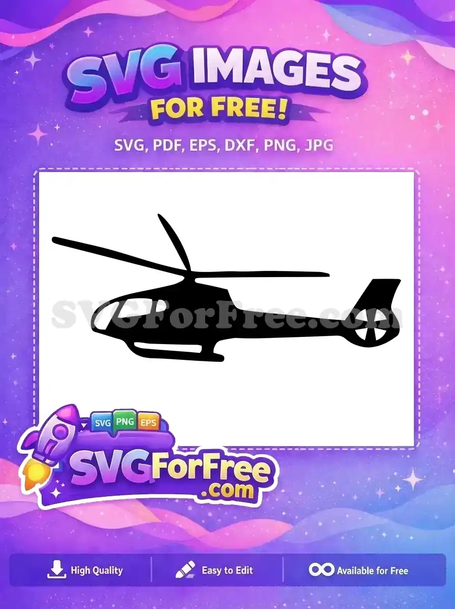 Free Black Silhouette Helicopter Free Detailed Rotor Blades Free SVG