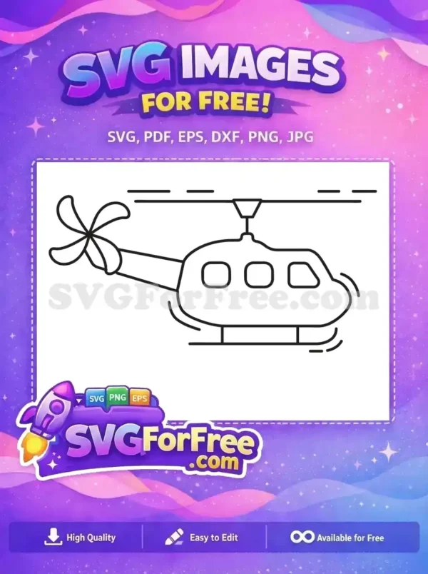 Free Line Art Free Simple Style Helicopter Free SVG