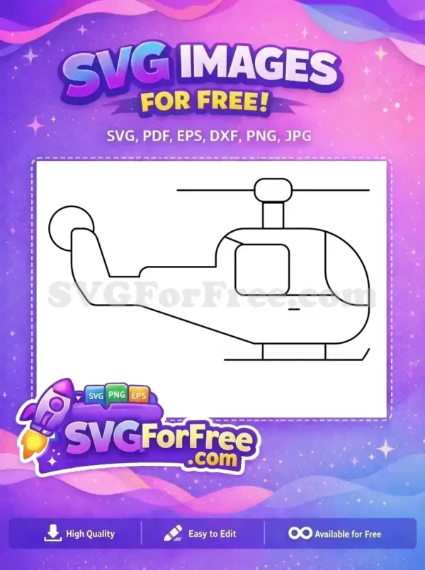 Free Line Art Free Simple Helicopter Vehicle Free SVG 3