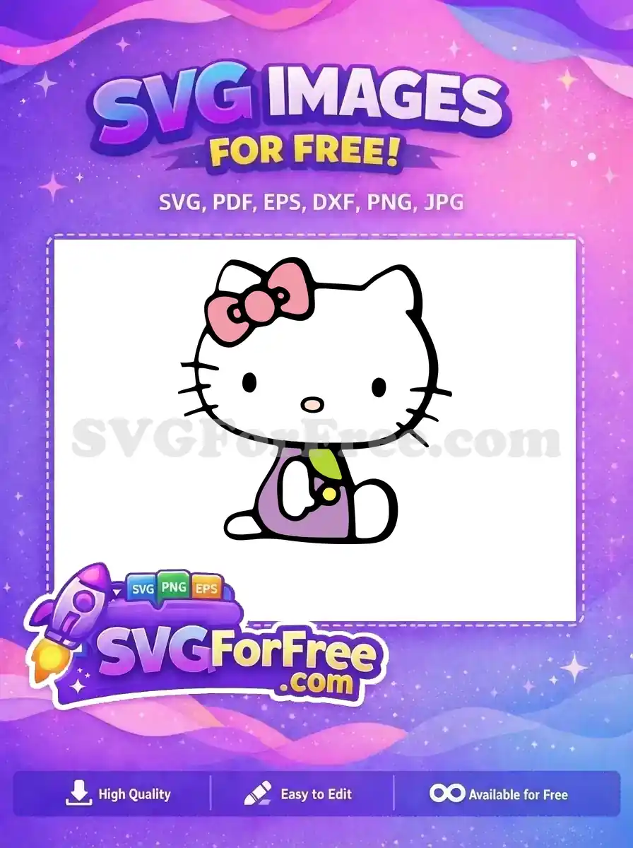 Free Pink Bow Hello Free Kitty Purple Outfit Free SVG