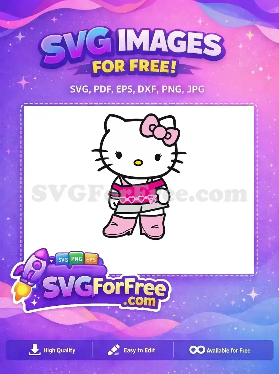 Free Pink Bow Hello Kitty Free Heart Belt Hello Kitty Free SVG