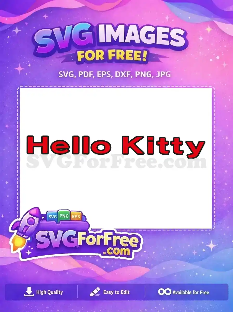 Free Red Hello Free Kitty Bold Hello Kitty Free SVG