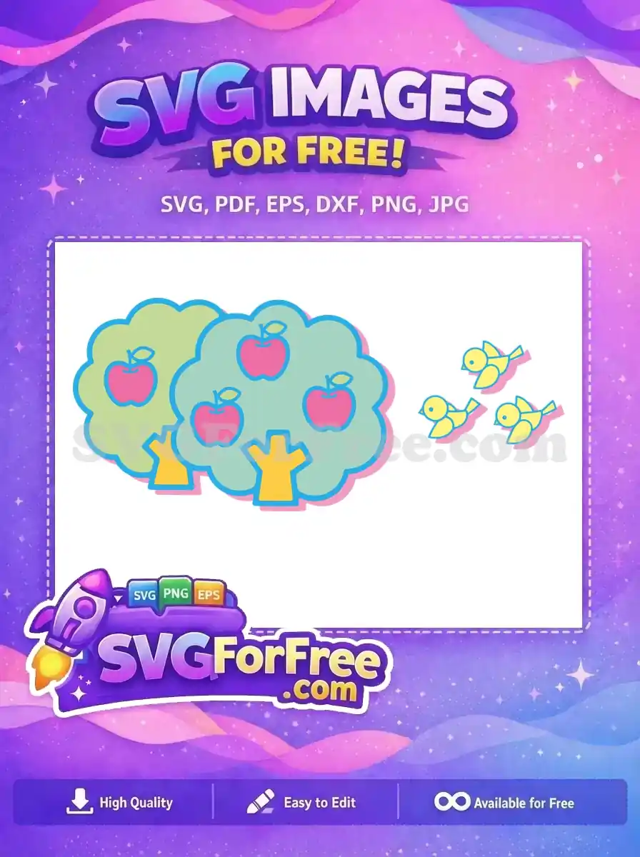 Free Pink Apples Free Yellow Birds Hello Kitty Free SVG