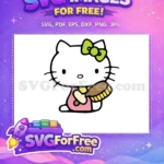 Free Green Bow Hello Kitty Free Hair Brush Free SVG - Instant Download