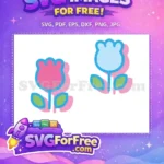 Free Pink Flower Free Blue Flower Hello Kitty Free SVG - Instant Download