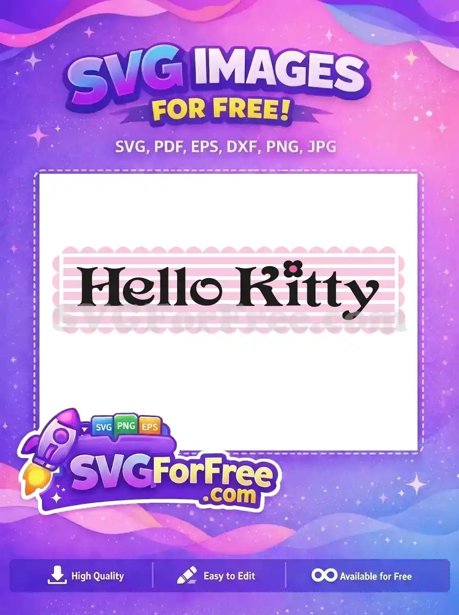 Free Black Hello Kitty Free Pink Flower Hello Kitty Free SVG