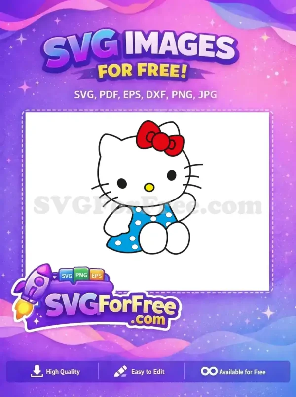 Free Red Bow Free Blue Dress Hello Kitty Free SVG 1