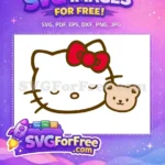 Free Sleeping Eyes Free Red Bow Hello Kitty Free SVG - Instant Download