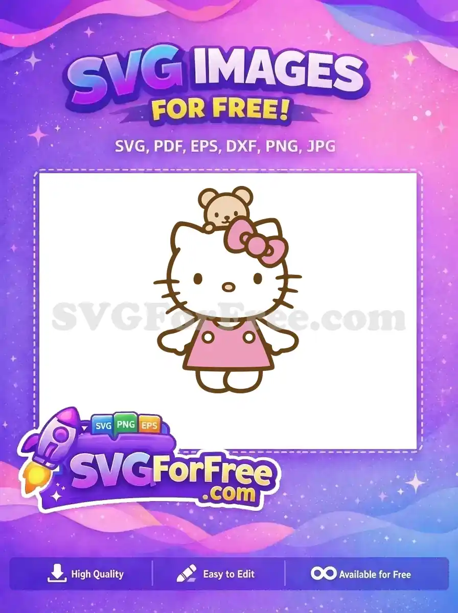 Free Teddy Bear Free Pink Bow Hello Kitty Free SVG