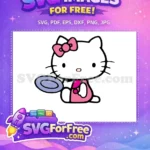 Free Pink Bow Hello Kitty Free Plate Sanrio Free SVG - Instant Download