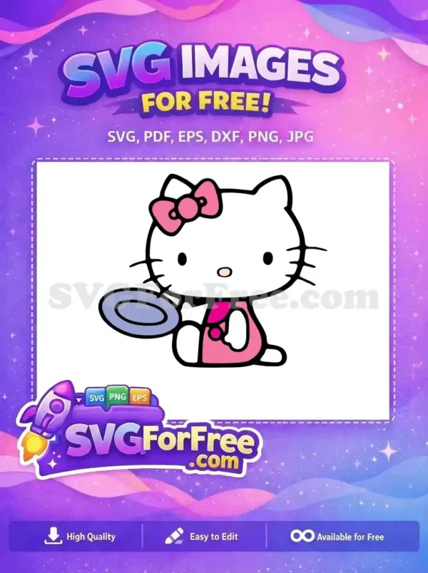 Free Pink Bow Hello Kitty Free Plate Sanrio Free SVG